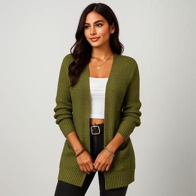 Offene Damenstrickjacke aus klassischem Strick - Dasha
