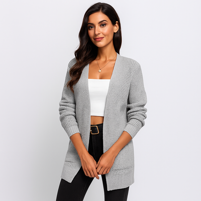Offene Damenstrickjacke aus klassischem Strick - Dasha