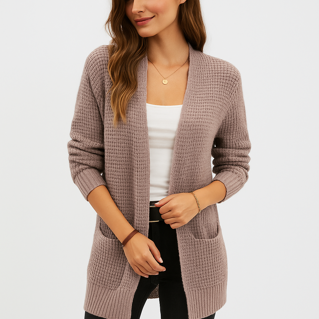 Offene Damenstrickjacke aus klassischem Strick - Dasha