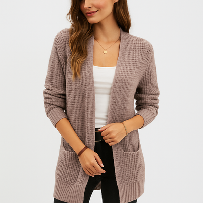 Offene Damenstrickjacke aus klassischem Strick - Dasha