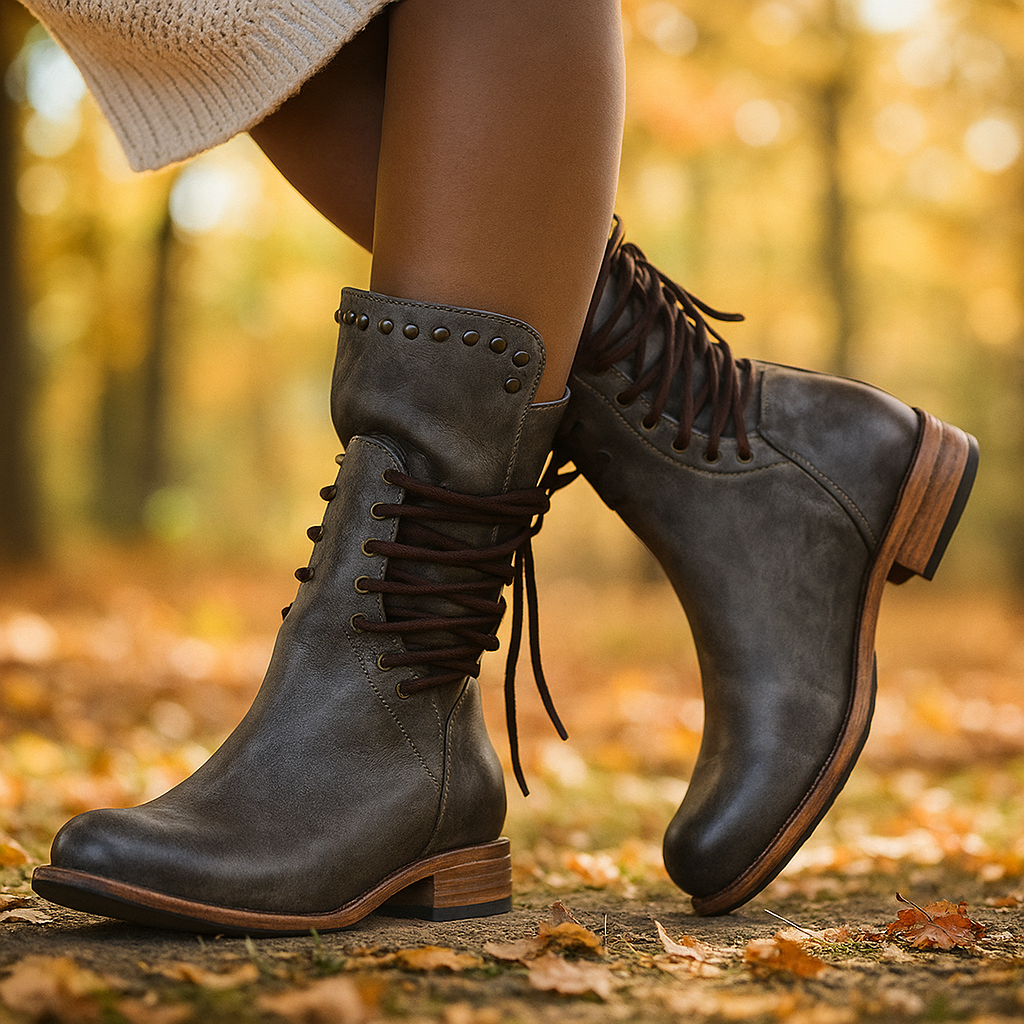 Wadenhohe Schnürstiefel aus Leder - Julieta