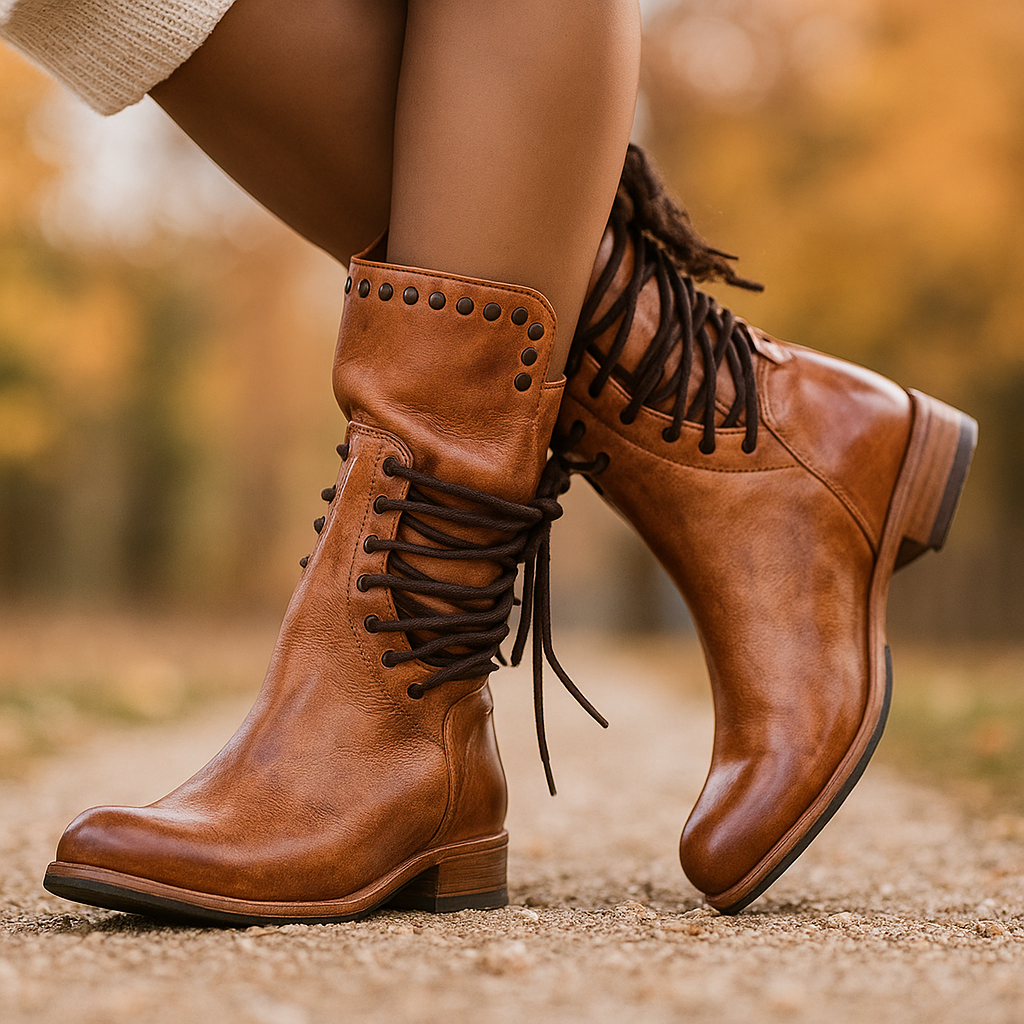 Wadenhohe Schnürstiefel aus Leder - Julieta