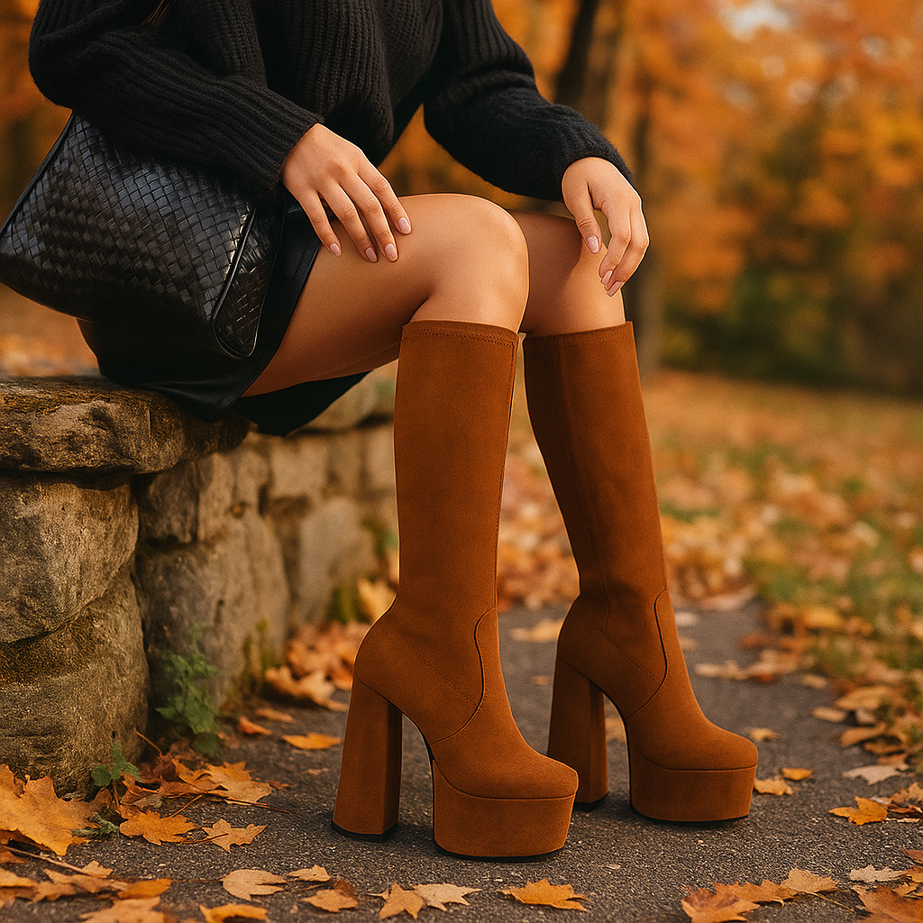 Hohe Damenstiefel mit Plateau - Sorenne