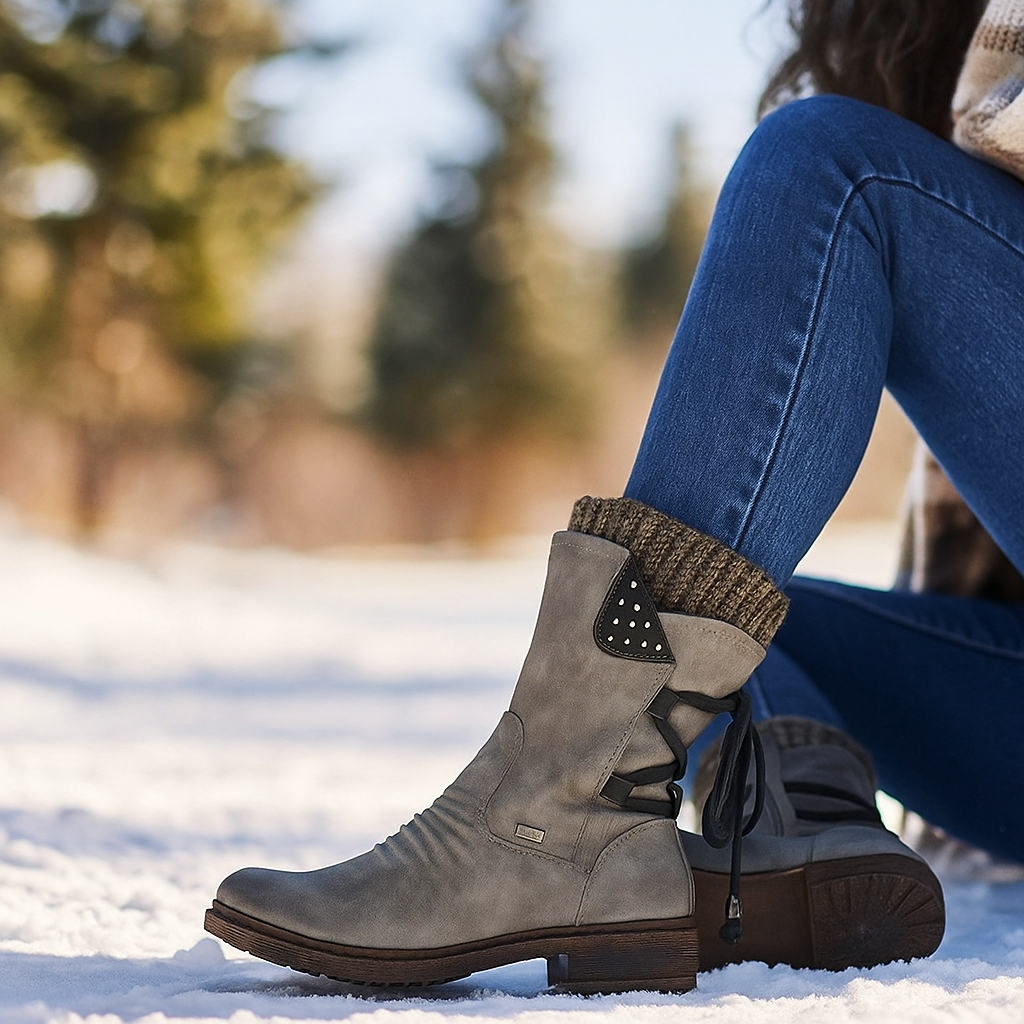 Halbhohe Damenstiefel mit Warmfutter - Dalia