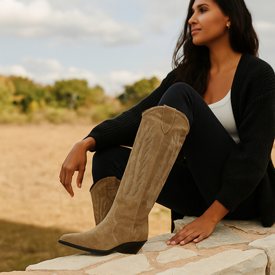 Damen-Cowboystiefel mit seitlicher Stickerei - Adara