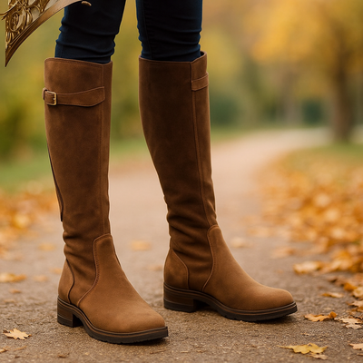 Hohe Damenstiefel mit seitlicher Schnalle und stabiler Sohle - Madison
