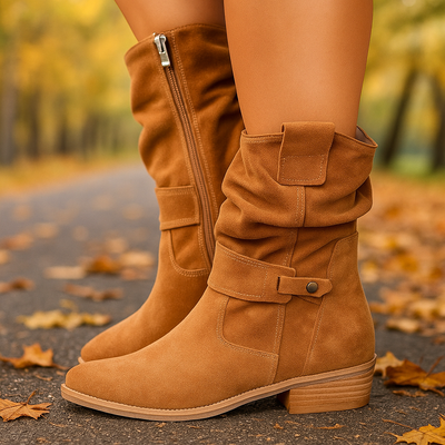 Halbhohe Damenstiefel mit niedrigem Absatz - Kaira