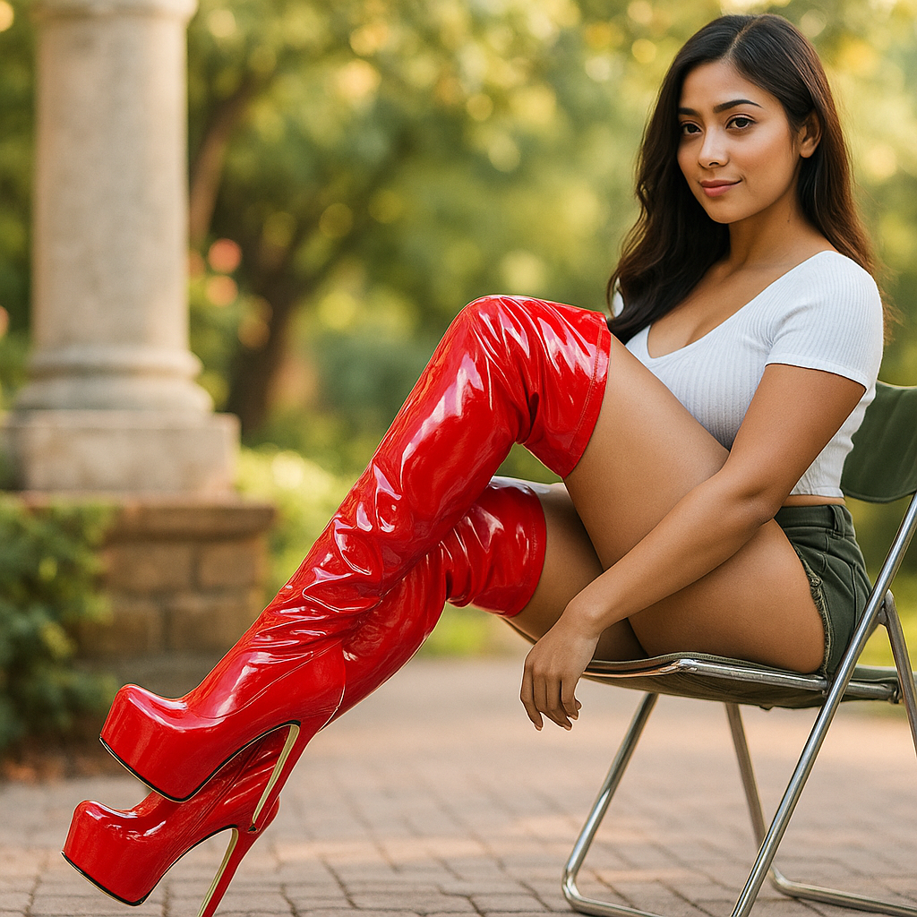 Damen Plateaustiefel mit veganem Lackledereffekt - Chloe