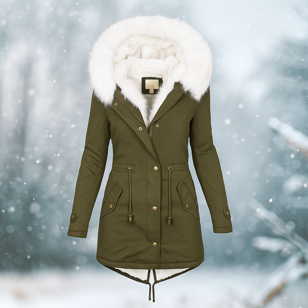 Stylischer Wintermantel mit Kunstfellkapuze - Paula