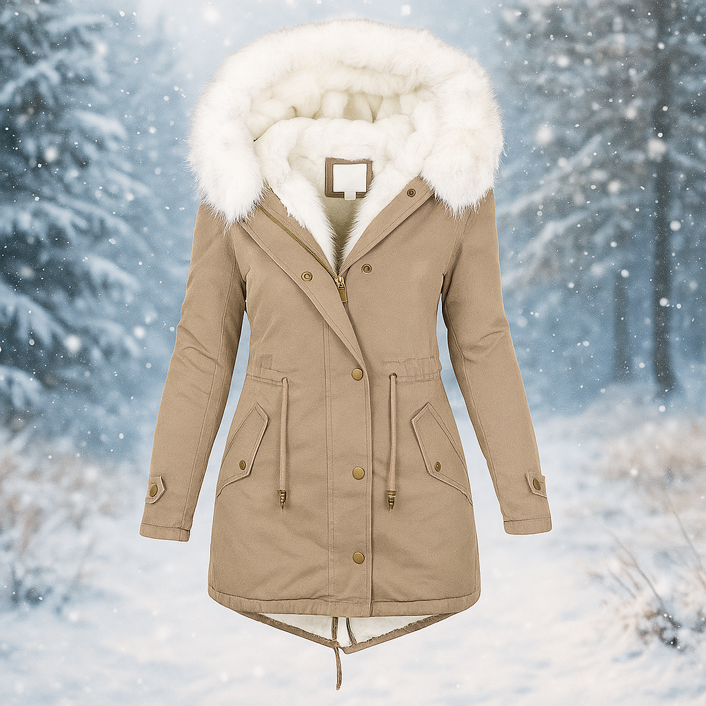Stylischer Wintermantel mit Kunstfellkapuze - Paula