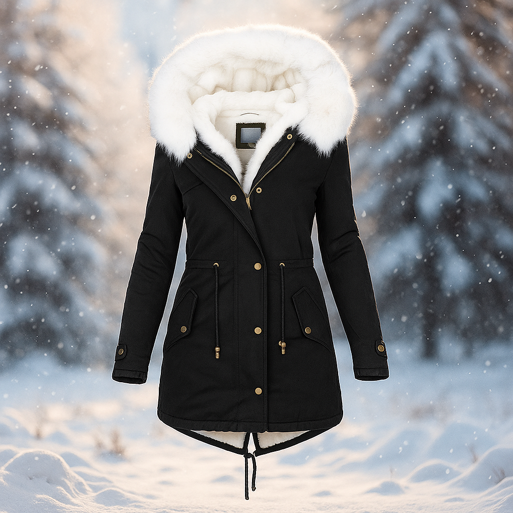 Stylischer Wintermantel mit Kunstfellkapuze - Paula