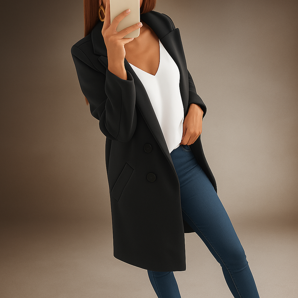 Eleganter Damenmantel mit Revers im modernen Stil - Irina