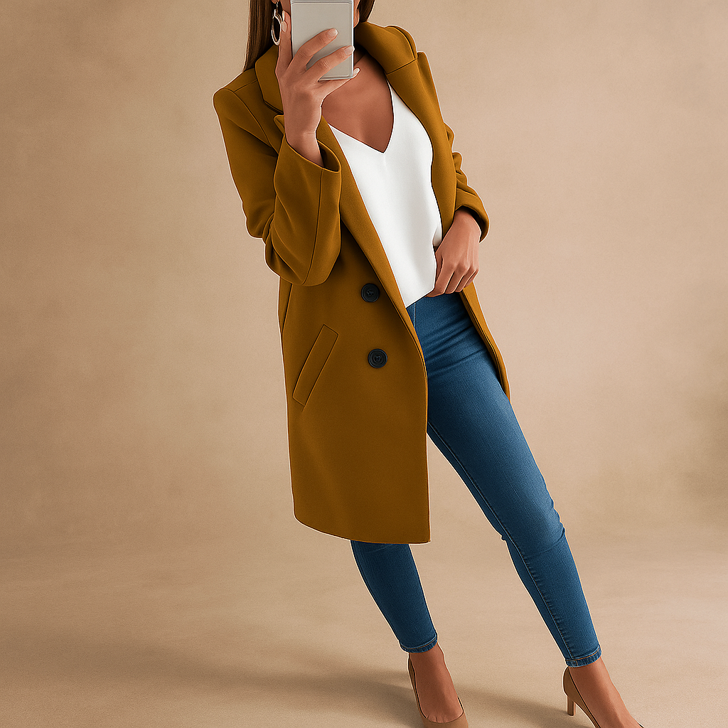 Eleganter Damenmantel mit Revers im modernen Stil - Irina