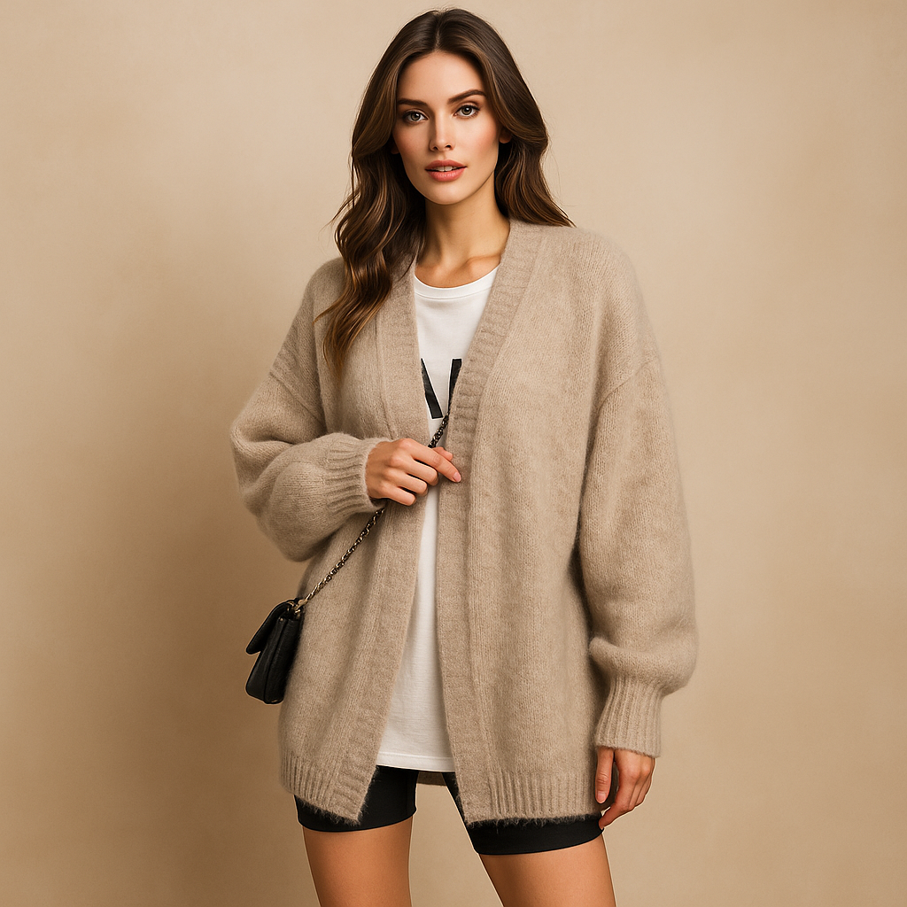 Damen Strickjacke weich gestrickt Oversize Design lange Ärmel - Nadia