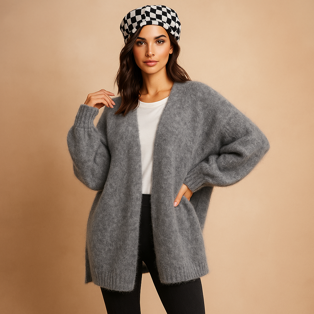 Damen Strickjacke weich gestrickt Oversize Design lange Ärmel - Nadia