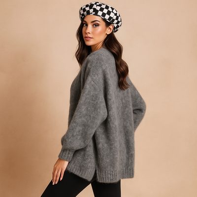 Damen Strickjacke weich gestrickt Oversize Design lange Ärmel - Nadia