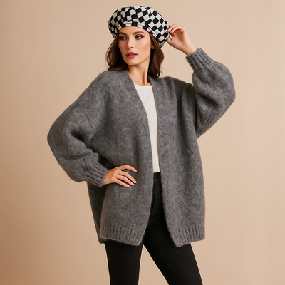 Damen Strickjacke weich gestrickt Oversize Design lange Ärmel - Nadia