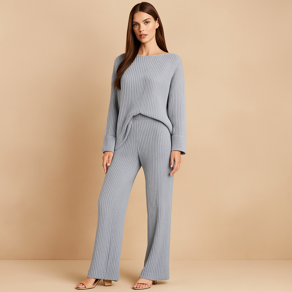 Set Frau Strickpullover und weite Hose - Seforah