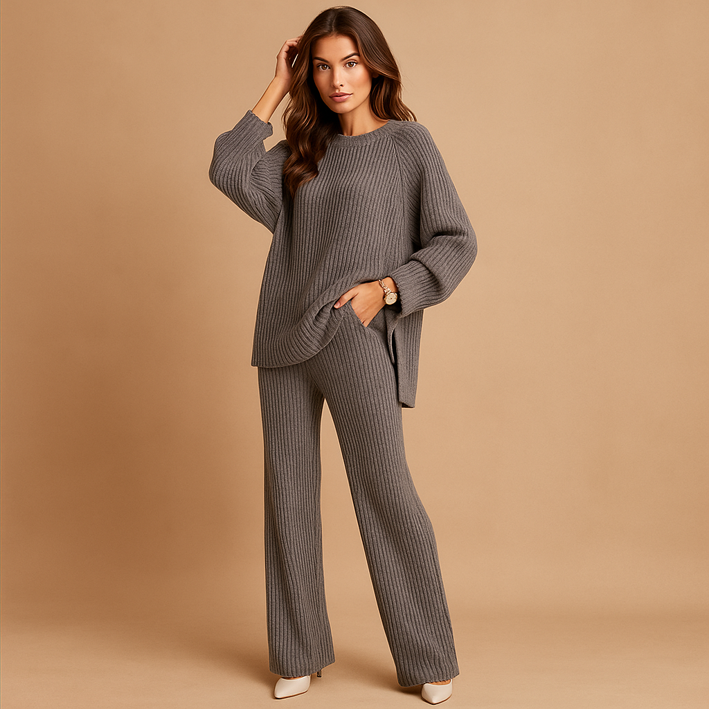 Set Frau Strickpullover und weite Hose - Seforah