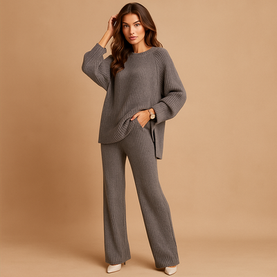 Set Frau Strickpullover und weite Hose - Seforah