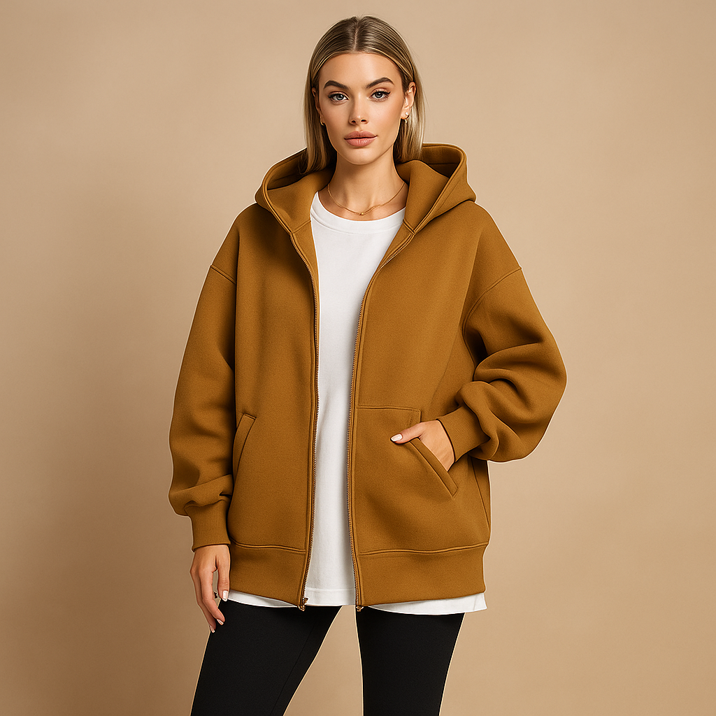 Damen-Sweatshirt in Übergröße mit durchgehender Kapuze - Yeni