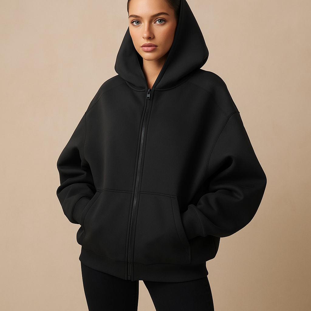 Damen-Sweatshirt in Übergröße mit durchgehender Kapuze - Yeni