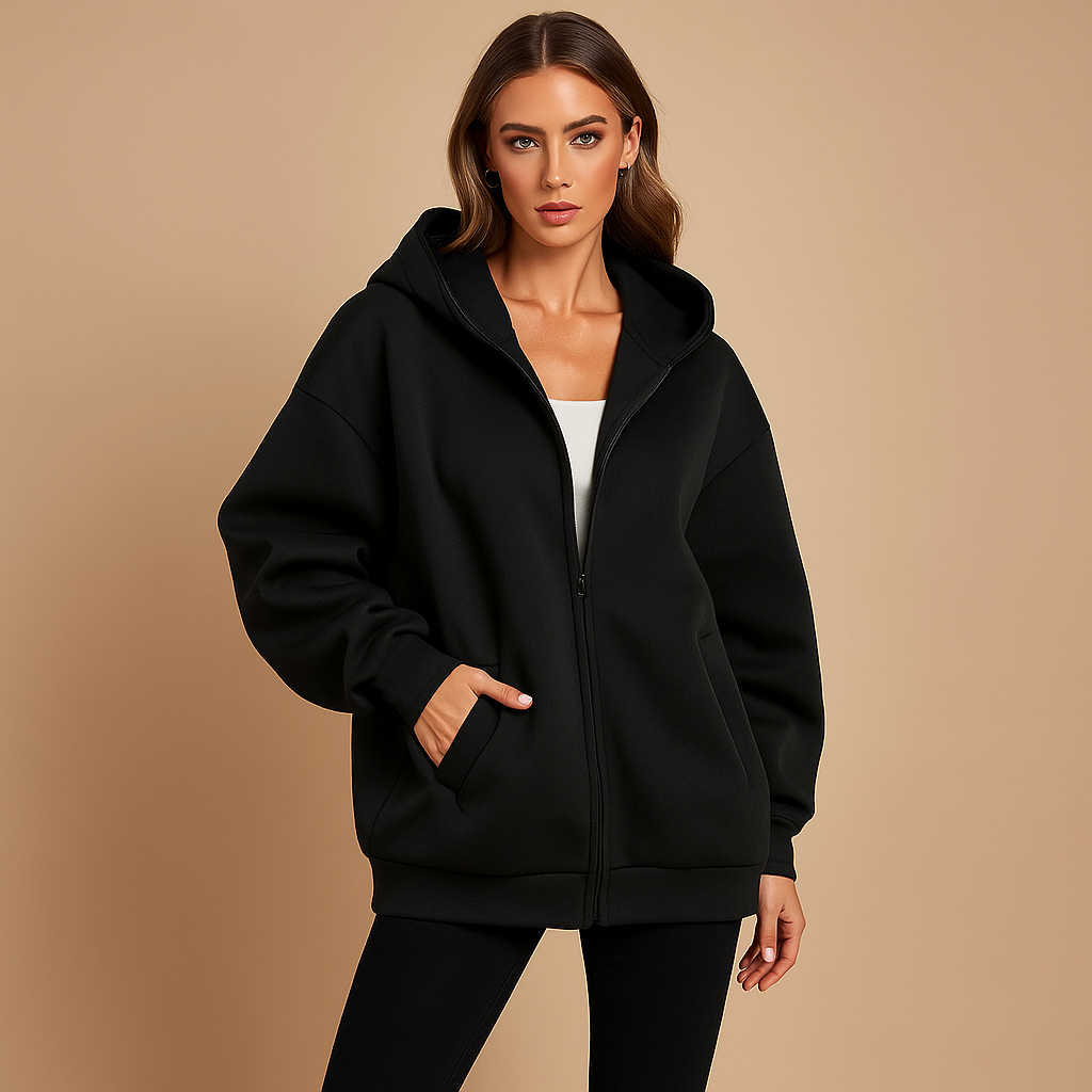 Damen-Sweatshirt in Übergröße mit durchgehender Kapuze - Yeni