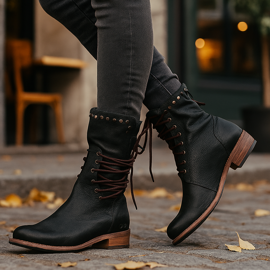 Wadenhohe Schnürstiefel aus Leder - Julieta