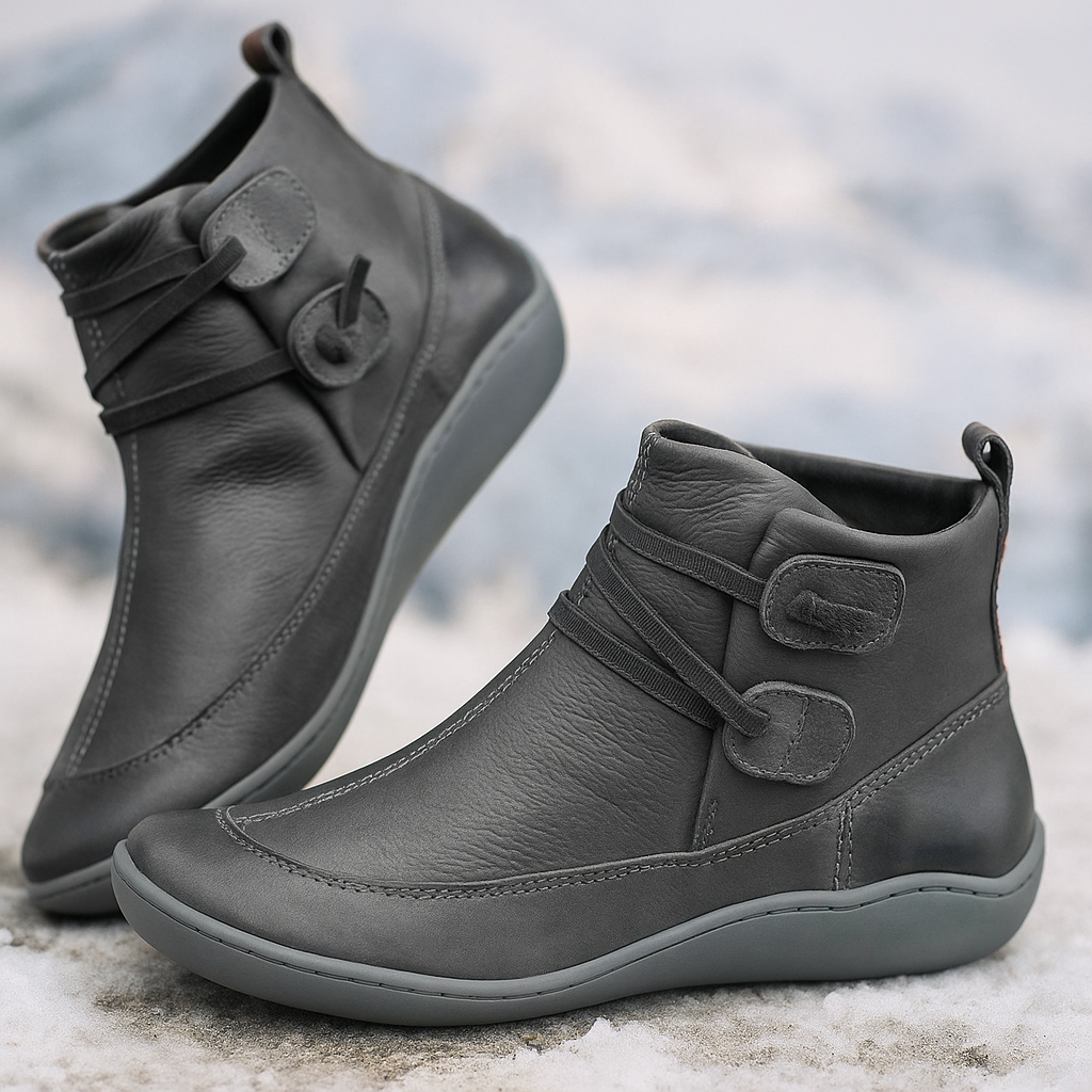 Niedrige Damenstiefel minimalistisches Design Klettverschluss - Isa
