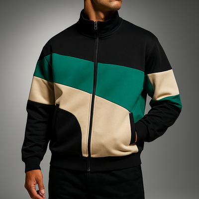 Vegane Sportjacke mit Reißverschluss und Farbblockierung - Ardan