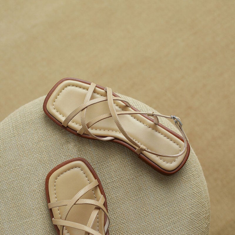 Emeralda - Flache Sandalen mit Blockabsatz und offener Spitze
