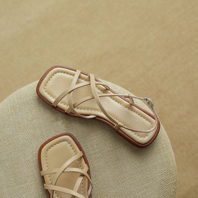Emeralda - Flache Sandalen mit Blockabsatz und offener Spitze