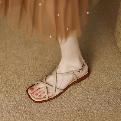 Emeralda - Flache Sandalen mit Blockabsatz und offener Spitze