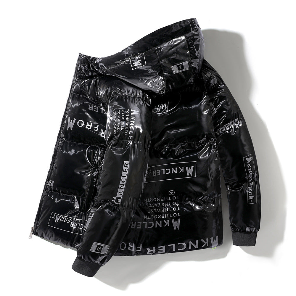 Steppjacke mit Kapuze in Vinyloptik für Männer - Lanuz