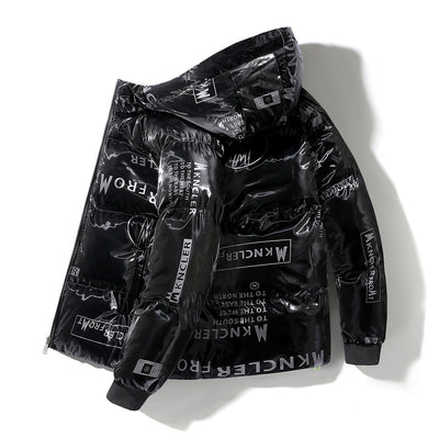 Steppjacke mit Kapuze in Vinyloptik für Männer - Lanuz