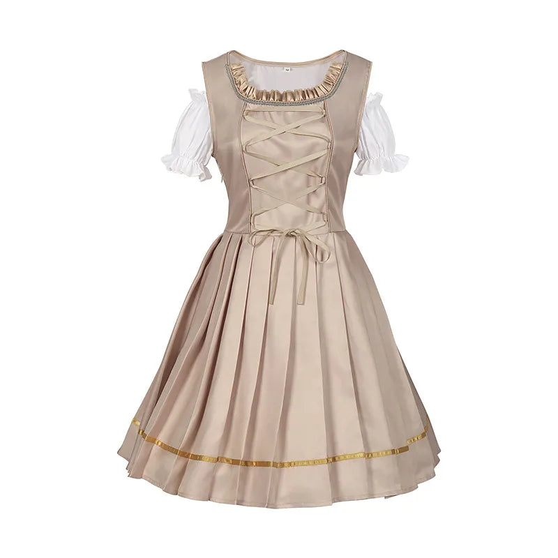 Elegantes Damen Beige Oktoberfest Dirndl Kleid - Clara