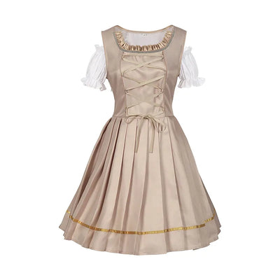 Elegantes Damen Beige Oktoberfest Dirndl Kleid - Clara