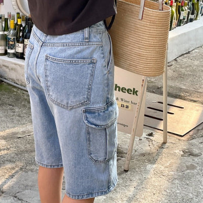Damen Denim-Shorts mit Cargo-Taschen Baggy-Stil - Elina