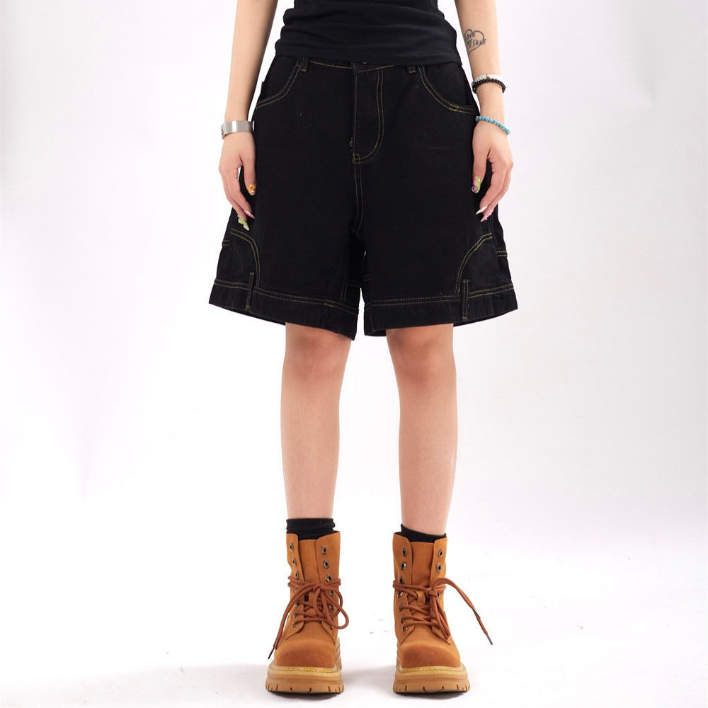 Damen-Denim-Shorts mit übergroßem Design im urbanen Stil - Renata