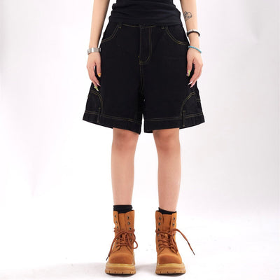 Damen-Denim-Shorts mit übergroßem Design im urbanen Stil - Renata