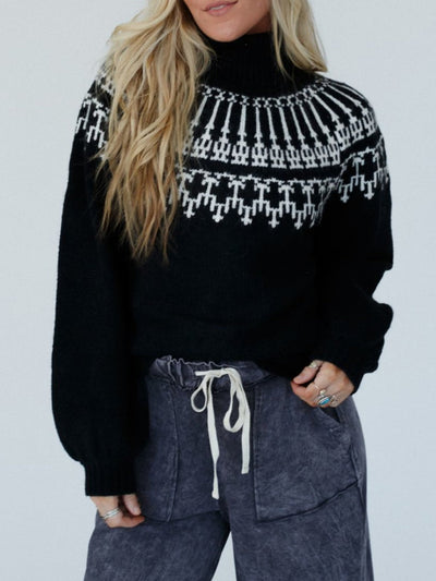 Clarice - Langärmeliger Pullover mit kontrastierendem Rollkragen