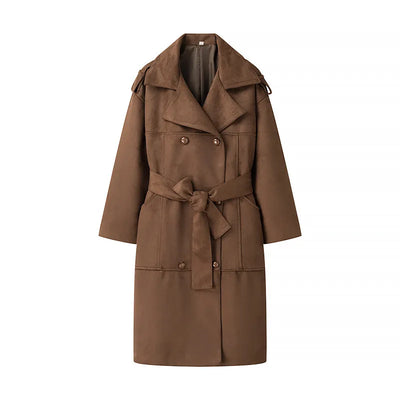 Zweireihiger Trenchcoat mit Samtaufschlägen - Alana