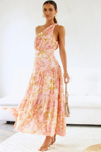 Cory - Ein-Schulter-Kleid mit Blumendruck