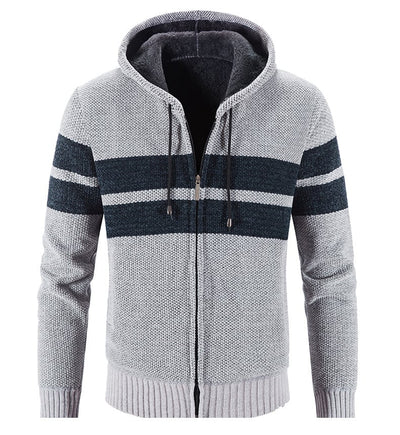 Herrenstrickjacke mit Kapuze und Thermofutter - Tobias