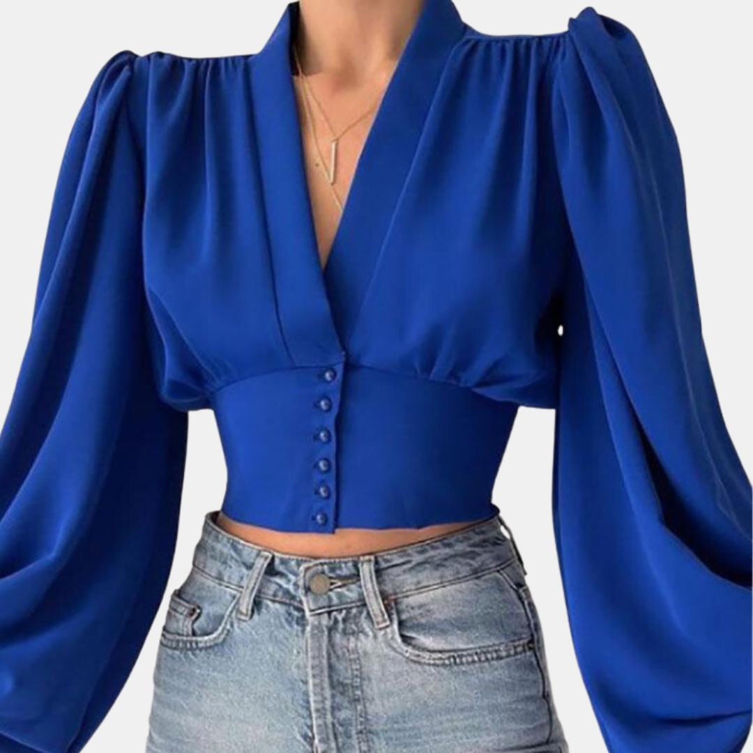Alondra - Modische Puffärmel-Bluse mit V-Ausschnitt