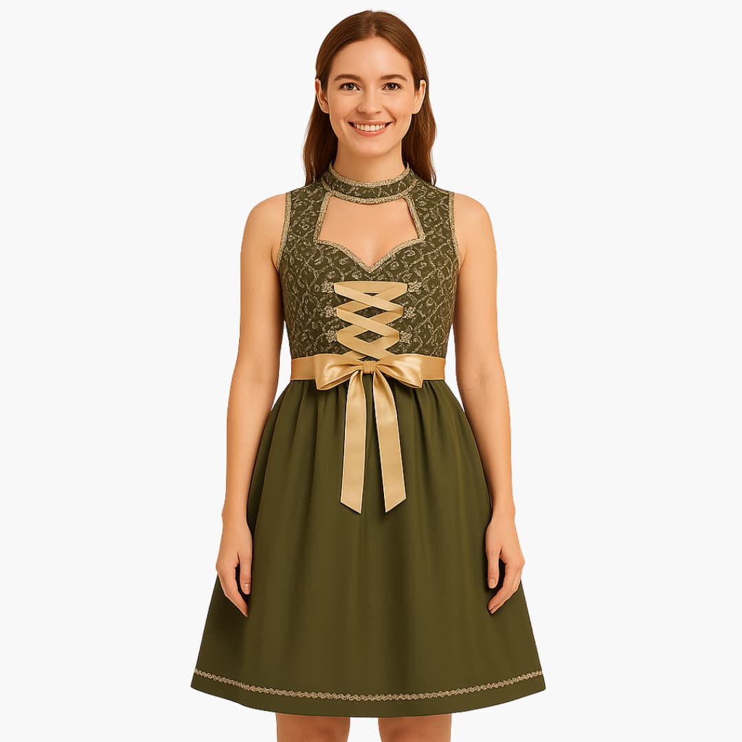Elegantes Damen Dirndlkleid mit goldfarbener Schürze - Helena