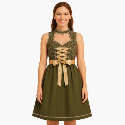 Elegantes Damen Dirndlkleid mit goldfarbener Schürze - Helena