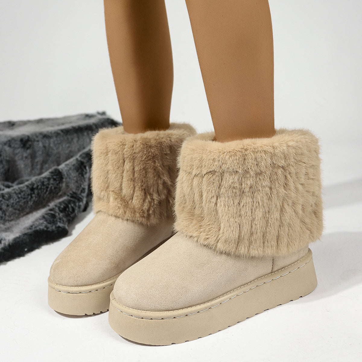 Damen-Winterstiefel mit Kunstfellmanschette - Ivanna