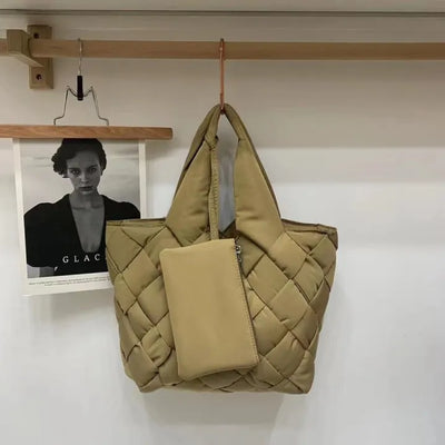 Gesteppte Damen-Shopper-Tasche aus Canvas - Sara