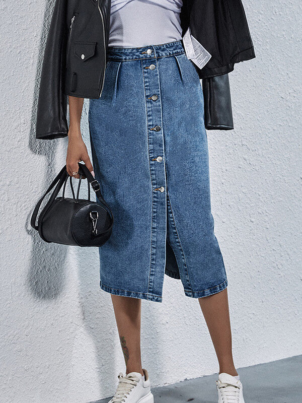 Kiara - Langer Jeansrock mit Knöpfen